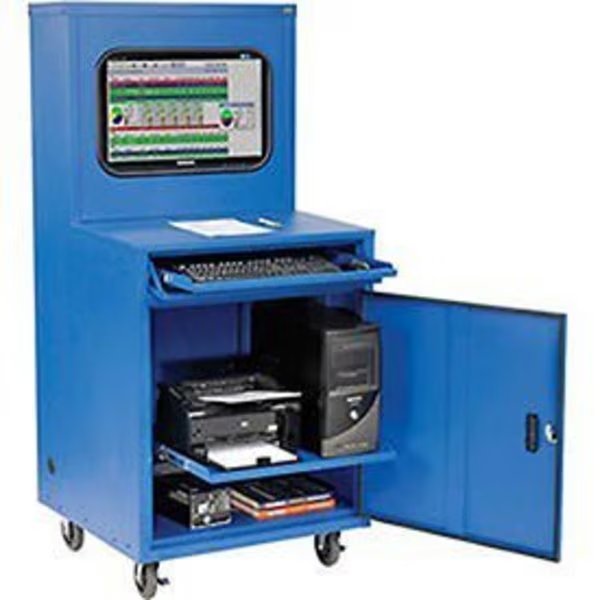 Deluxe LCD Industrial Computer Cabinet, Blue, Unassembled, Global Industrial, Mfr#: 249190JBL