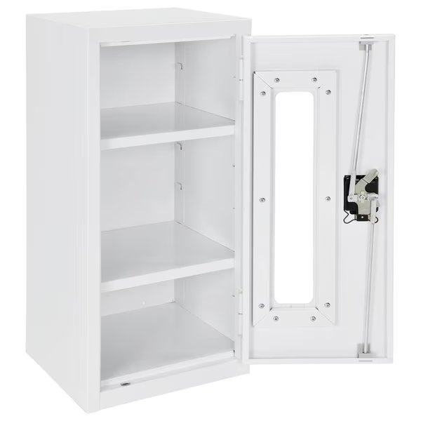 Assembled Clear View Wall Storage Cabinet, 13-3/4x12-3/4x30, Off White, Global Industrial, Mfr#: 270017WH