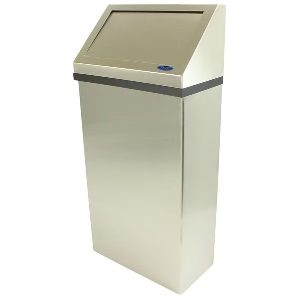 Rectangle Wall Mount Trash Can, Silver, Steel, Frost, Mfr#: 303-3NL