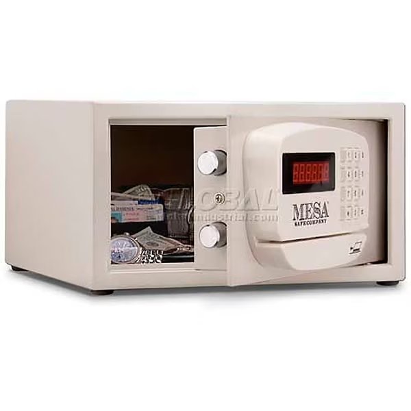 Hotel & Residential Electronic Security Keyed Differently, 15W x 10D x 7H, White, Mesa Safe, Mfr#: MH101E