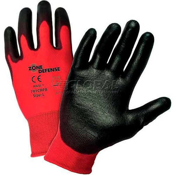 Red Nylon Shell Coated Gloves, Black Poly Palm Coat, XL, , West Chester Protective Gear, Mfr#: 701CRPB/XL