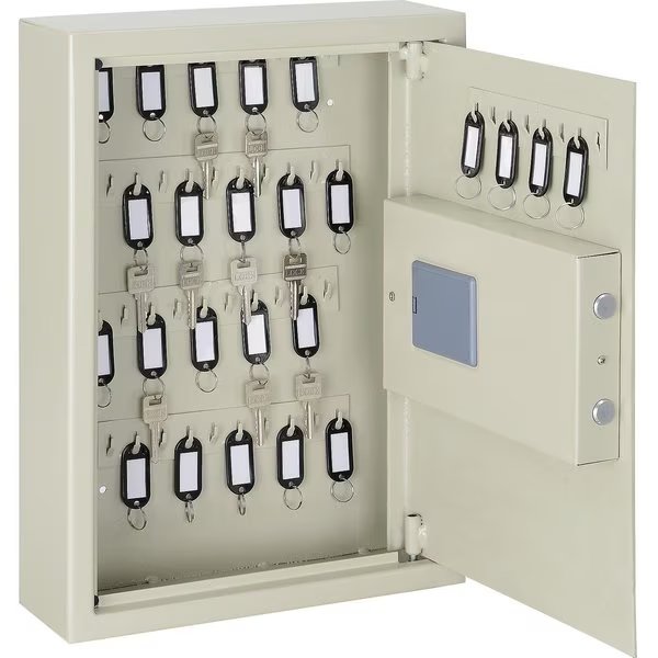 Key Cabinet, Electronic, 48 Keys, 12x4x17-3/4, Sand, Global Industrial, Mfr#: 270299