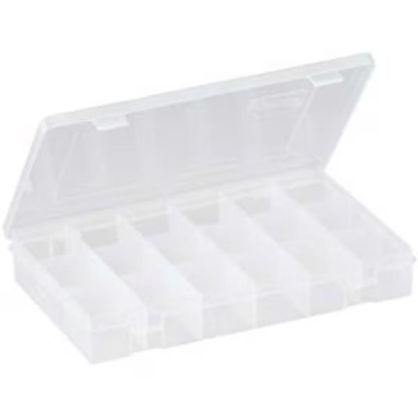 Plano 2361870 StowAway 18 Fixed Compartment Box, 11L x 7-1/4W x 1-3/4H, Clear, Plano, Mfr#: 2361800