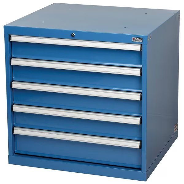 5 Drawers Modular Drawer Cabinet w/Lock, 30Wx27Dx29-1/2H Blue, Global Industrial, Mfr#: 493320BL