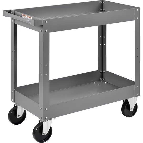 2 Shelf Deep Tray Steel Stock Cart, 500 Lb. Capacity, 30L x 16W x 32H, Global Industrial, Mfr#: 988835