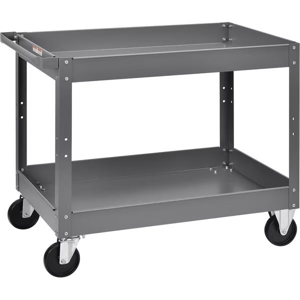 2 Shelf Deep Tray Steel Stock Cart, 500 Lb. Capacity, 36L x 24W x 32H, Global Industrial, Mfr#: 988840