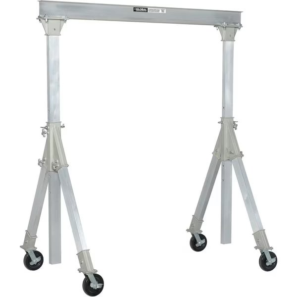 Aluminum Gantry Crane, KD, 2000 lb Load Cap, Adjustable Height, 8'W I-Beam, Global Industrial, Mfr#: 298480