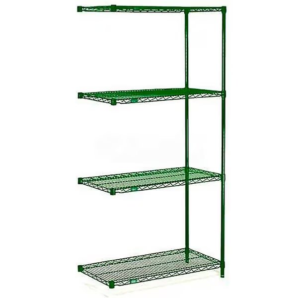 Poly-Green, 4 Tier, Wire Shelving Add-On Unit, 60W x 21D x 86H, Nexel, Mfr#: A21608G