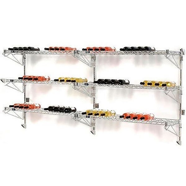 Wine Bottle Rack, Double Wide 6 Shelf Wall Mount 78 Bottle 96W x 14D x 34H, Nexel, Mfr#: WS48392C