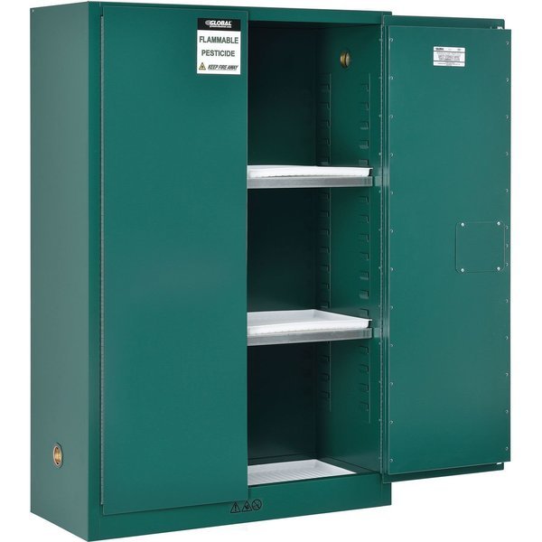45 Gallon Pesticide Storage Cabinet, Manual Close, 43W x 18D x 65H, Global Industrial, Mfr#: 316069