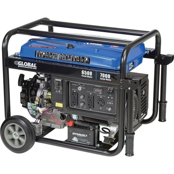 Portable Generator, 6,500 W Rated, 7,000 W Surge, 29 A A, Global Industrial, Mfr#: 716174