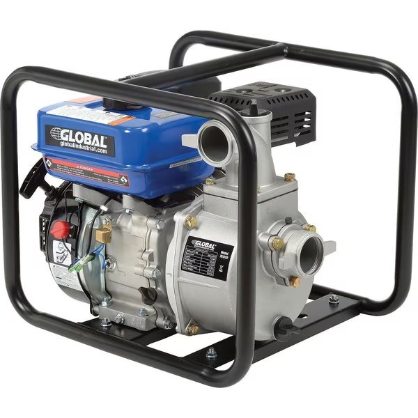 7HP Portable Gasoline Water Pump, 2 Intake/Outlet, Global Industrial, Mfr#: 761202