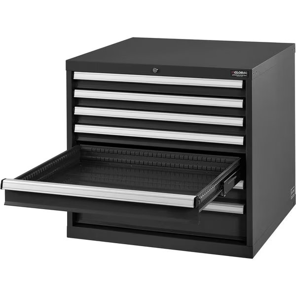 Modular 7 Drawer Cabinet with Lock, w/o Dividers, 30x27x29-1/2, Black, Global Industrial, Mfr#: 493360BK