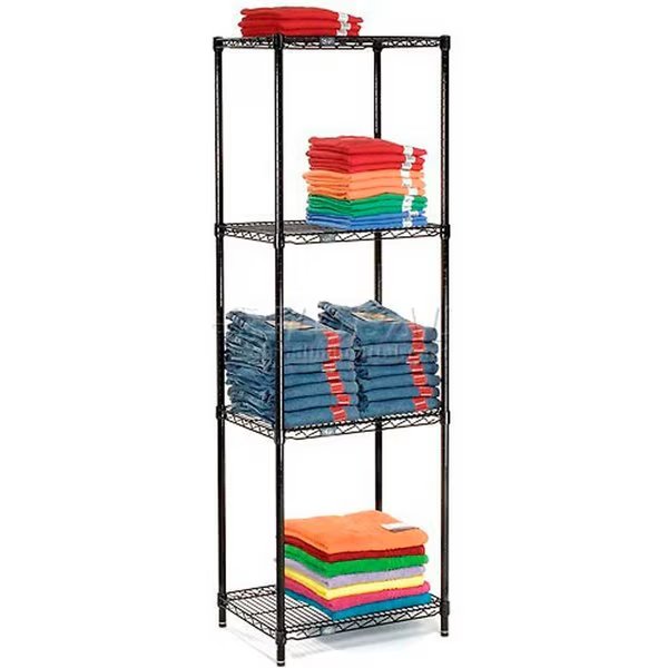 Black Epoxy, 4 Tier, Wire Shelving Starter Unit, 48W x 14D x 86H, Nexel, Mfr#: 14488B