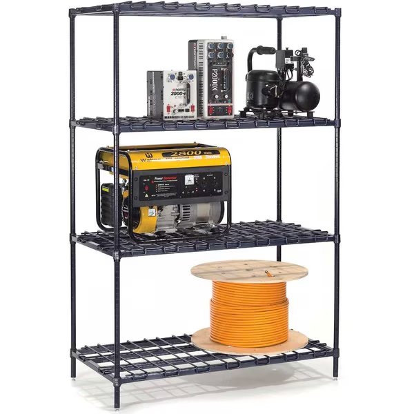 30W x 24D x 63H Poly-Z Brite Heavy Duty Wire Shelving, 4 Tiers, Nexel, Mfr#: DS24306Z