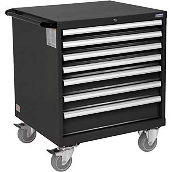Mobile Modular Drawer Cabinet, 7 Drawers, w/Lock, 30Wx27Dx37H, Black, Global Industrial, Mfr#: 298448BK