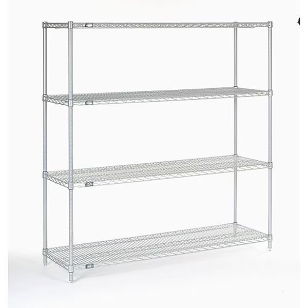 4 Tier Chrome Wire Shelving Starter Unit, 48W x 12D x 63H, Nexel, Mfr#: 12486C