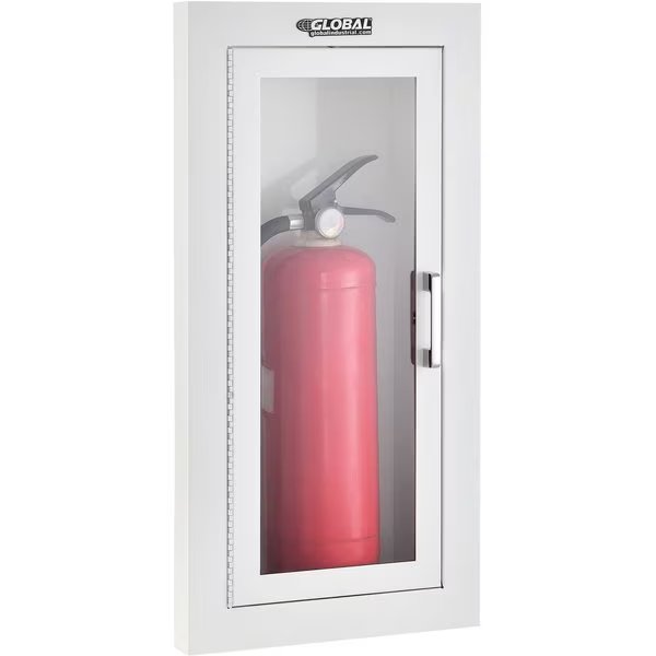 Fire-Extinguisher Cabinet, Semi-Recessed, Fits 2-6.5 Lbs. Extinguisher, Global Industrial, Mfr#: 724202