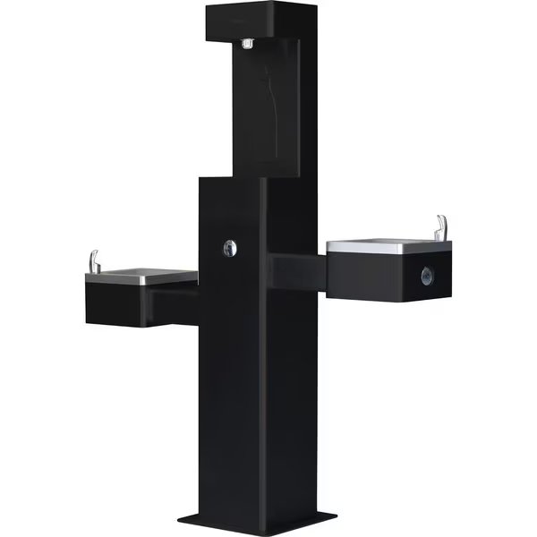 Outdoor Bottle Filling Station & Bi-Level Drinking Fountain, Black Powder Coat, Global Industrial, Mfr#: 761220BK