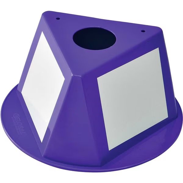 Inventory Control Cone W/ Dry Erase Decals, 10L x 10W x 5H, Purple, Global Industrial, Mfr#: 412428