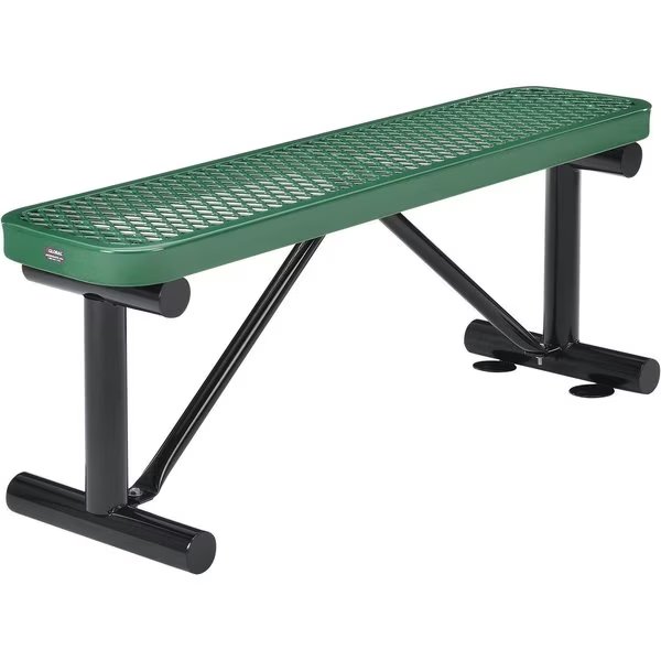 48L Outdoor Steel Flat Bench, Expanded Metal, Green, Global Industrial, Mfr#: 695741GN