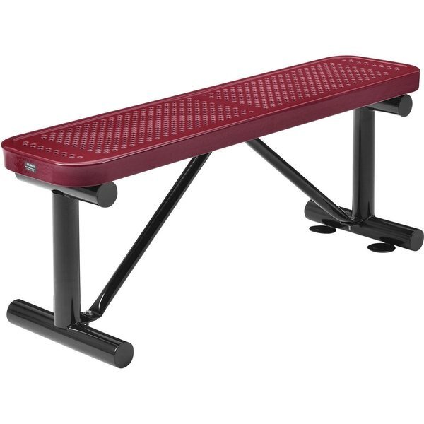 48L Outdoor Steel Flat Bench, Perforated Metal, Red, Global Industrial, Mfr#: 695742RD