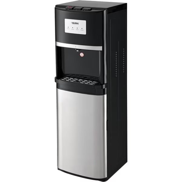Non-Filtered Tri-Temp Water Dispenser, Black With Stainless, Global Industrial, Mfr#: 670435
