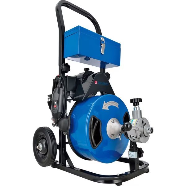 Autofeed Drain Cleaner Machine For 2-4 Pipe, 220 RPM, 75' Cable, Global Industrial, Mfr#: 670440
