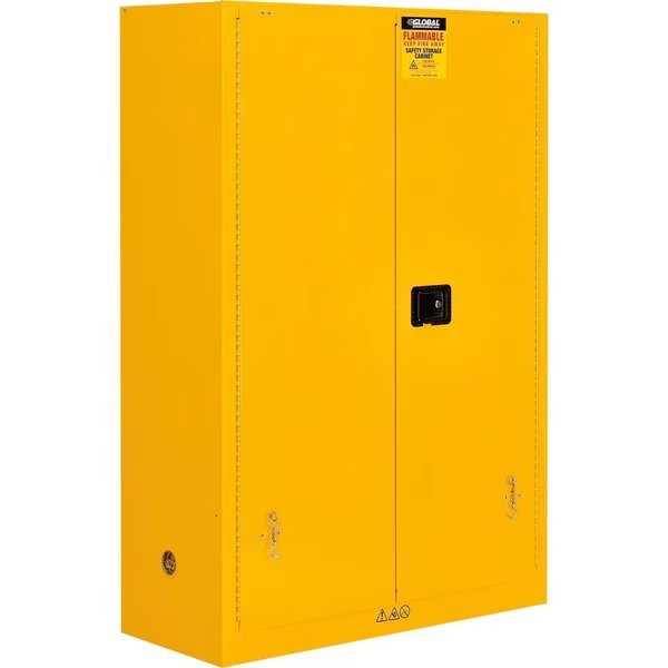 Flammable Cabinet, Self Close Double Door, 45 Gallon, 43Wx18Dx65H, Global Industrial, Mfr#: 298601