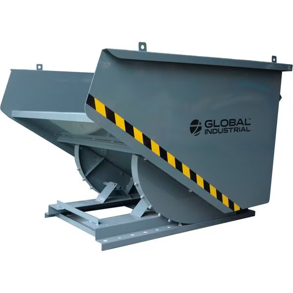 Medium Duty Self Dumping Forklift Hopper, 1-1/2 Cu. Yd., 4000 Lb. Cap., Gray, Global Industrial, Mfr#: 989013