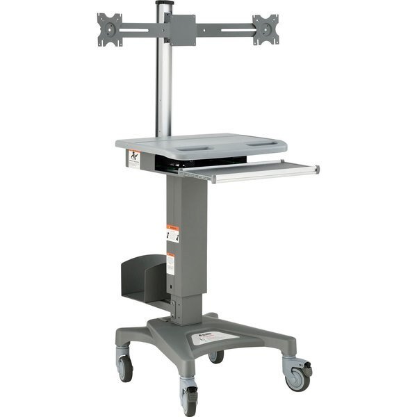 Mobile Sit-Stand Computer Workstation With Dual Monitor Mount, Gray, Global Industrial, Mfr#: 695436D