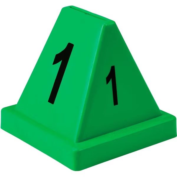 Numbered Cones, 1-20, 4-1/2L x 4-1/2W x 4-3/8H, Green, Global Industrial, Mfr#: 412591