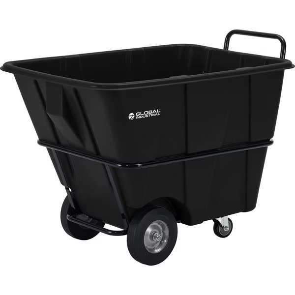 Heavy Duty Plastic Tilt Truck, 1/2 Cu. Yd. Cap, 1400 Lbs. Cap, Black, Global Industrial, Mfr#: 800352HD
