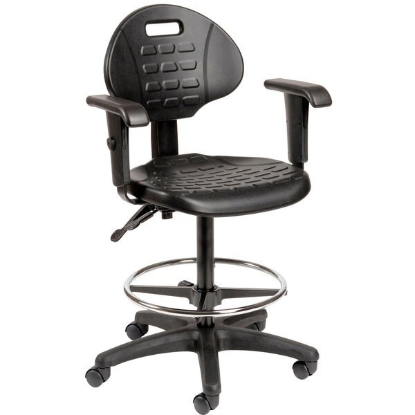 Interion Polyurethane Task Stool with Adjustable Arms, Black, Global Industrial, Mfr#: 250626A