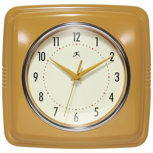 Square Retro Saffron Wall Clock, 9.25 in., Infinity Instruments, Mfr#: 13228SY-4103