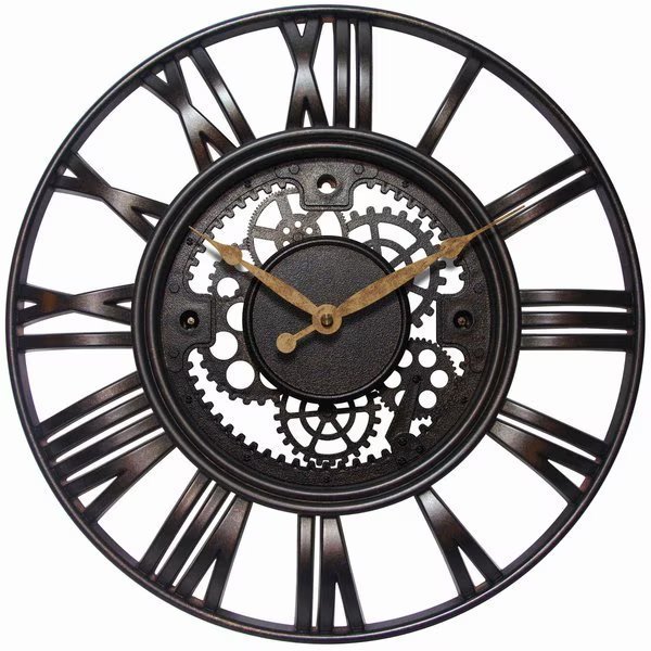 Roman Gear - 15" Round Rustic Finish Case Open Gear Design Dial, Infinity Instruments, Mfr#: 15114RS