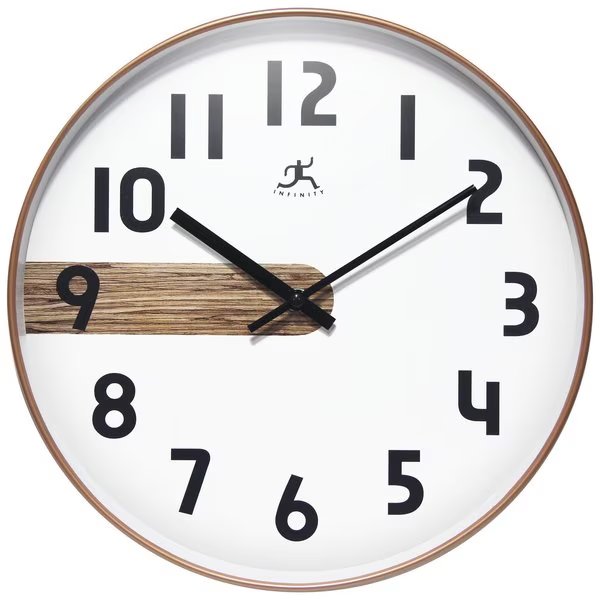 Copper Stripe Wall Clock - Woodgrain, Infinity Instruments, Mfr#: 20287GD-4527A