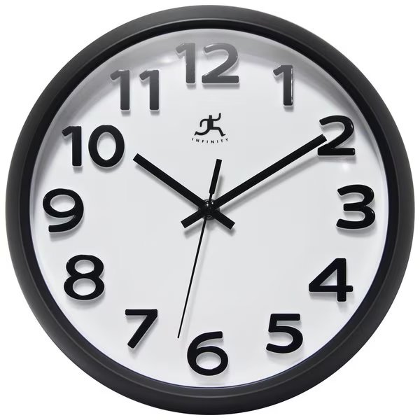 Raised Numeral Clock, 10.75 in., Infinity Instruments, Mfr#: 20296BK-WH