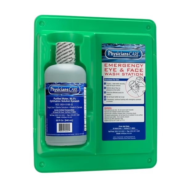 Eyewash Station, Single 32 oz. Screw Cap Bottle, First Aid Only, Mfr#: 24-202-001