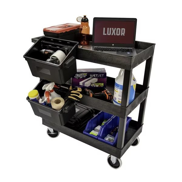 32 X 18 Tub Cart - Three Shelves With Outrigger, Luxor, Mfr#: EC111-B-OUTRIG