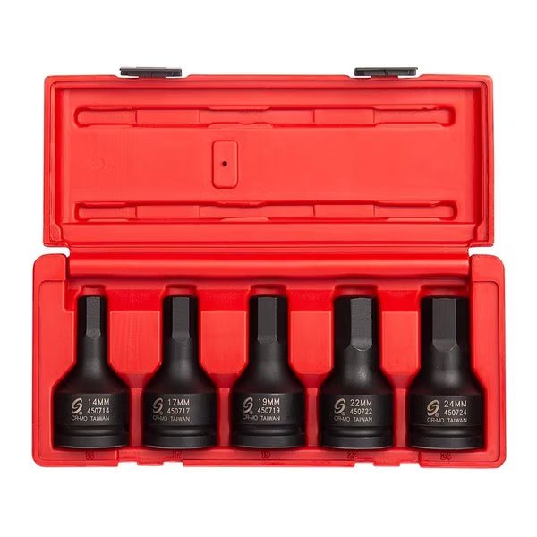 5-Piece 3/4 In. Drive Metric Hex Impact Socket Set, Sunex, Mfr#: 4507