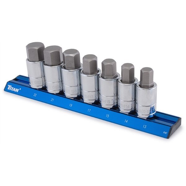 Titan 7-Piece 1/2 In. Drive Metric Large Hex Bit Socket Set, Stein World, Mfr#: 16131