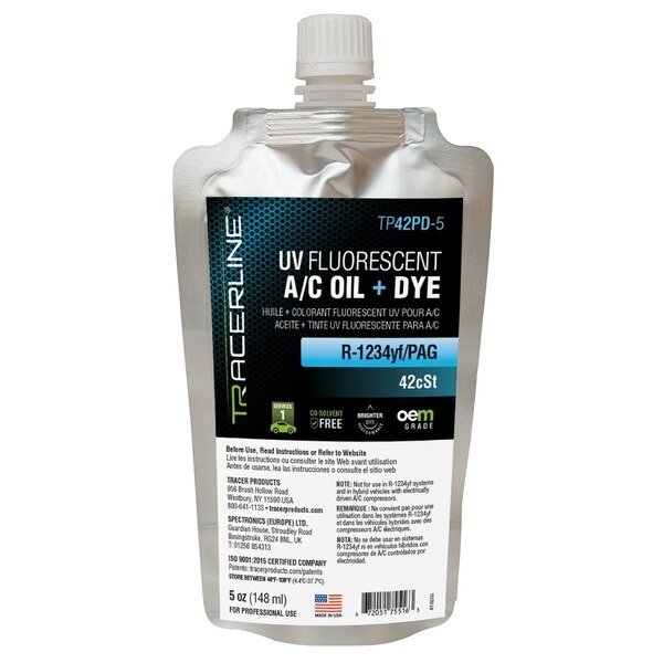 5 Oz (148 Ml) Foil Pouch R-1234Yf/Pag Oil, Spectronics/Tracer, Mfr#: TP42P-5