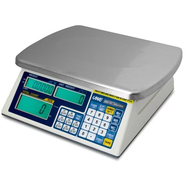 12 lb, .001 lb, Counting Scale, 99 PLU, 9x8" Stainless Steel Platter, Numeric Keypad, RS232, Uwe, Mfr#: OAC-6