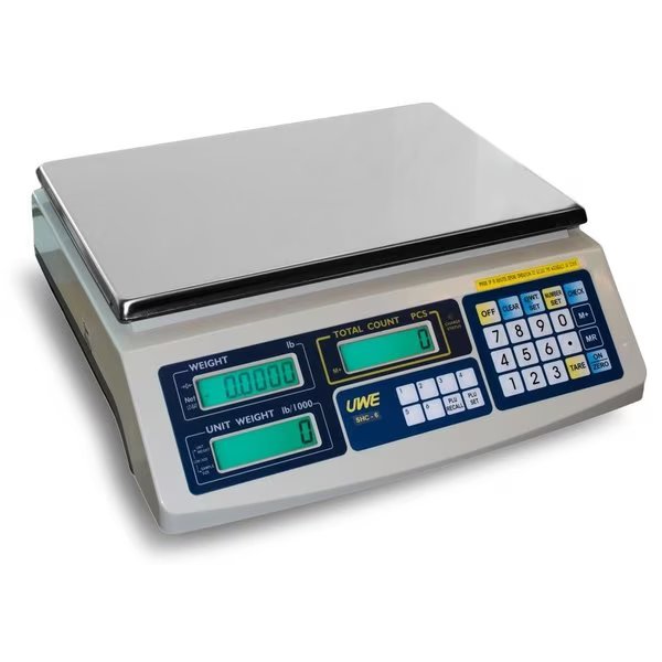 150 lb, .01 lb, Triple Range Counting Scale, 99 PLU, Full Numeric Keypad, 13x9" Platter, Uwe, Mfr#: SAC-150