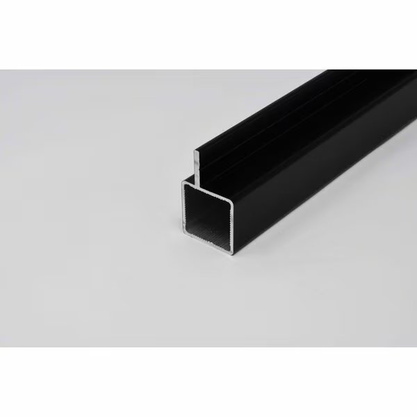 Extrusion for 1/4in Flush Panel  Black, 72in L x 1in W x 1in H, QR Both Ends, Eztube, Mfr#: 100-120-6 BK QR