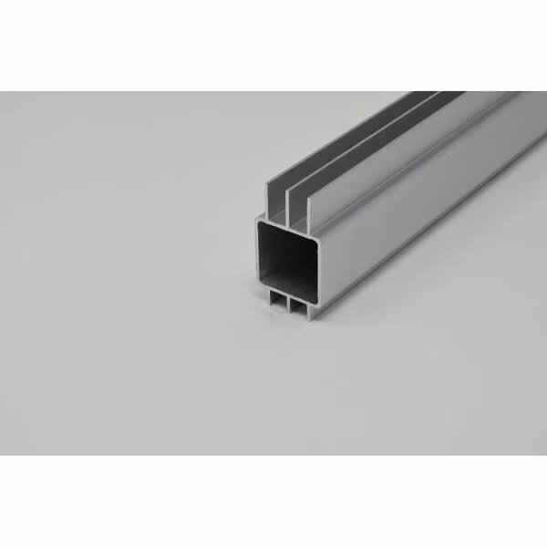 Sliding Door Track Extrusion for 1/4in Panel Panel  Silver, 48in L x 1in W x 1in H, QR Both Ends, Eztube, Mfr#: 100-242 QR 4
