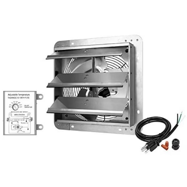 12 Inch Shutter Exhaust Fan + Temperature Control, Ipower, Mfr#: HIFANXEXHAUST12THEMOT