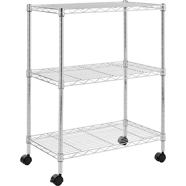 3 Tier Shelf, 23*13*30Inch, Chrome, Plastic Caster Included, Ipower, Mfr#: HKSHLF23133003C