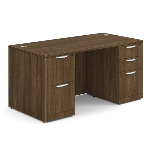 60.00'' W X 29.50'' H, Modern Walnut, Officesource, Mfr#: DBLFDPL103MW